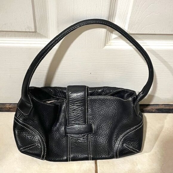 Ann Taylor Black Soft Textured Genuine Leather Shoulder/Handbag/Satchel - Picture 1 of 14